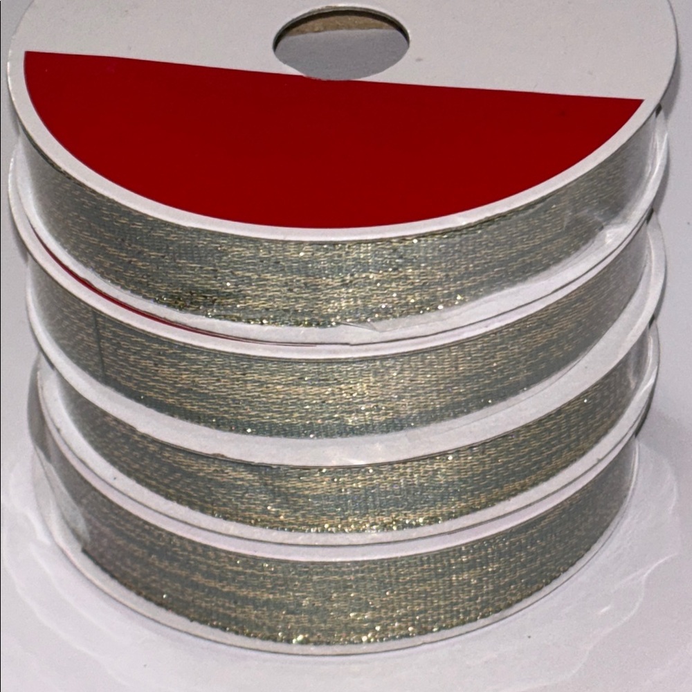 Green Metallic Woven Ribbon Trim Shear mint green gold ribbon Woven sage gold